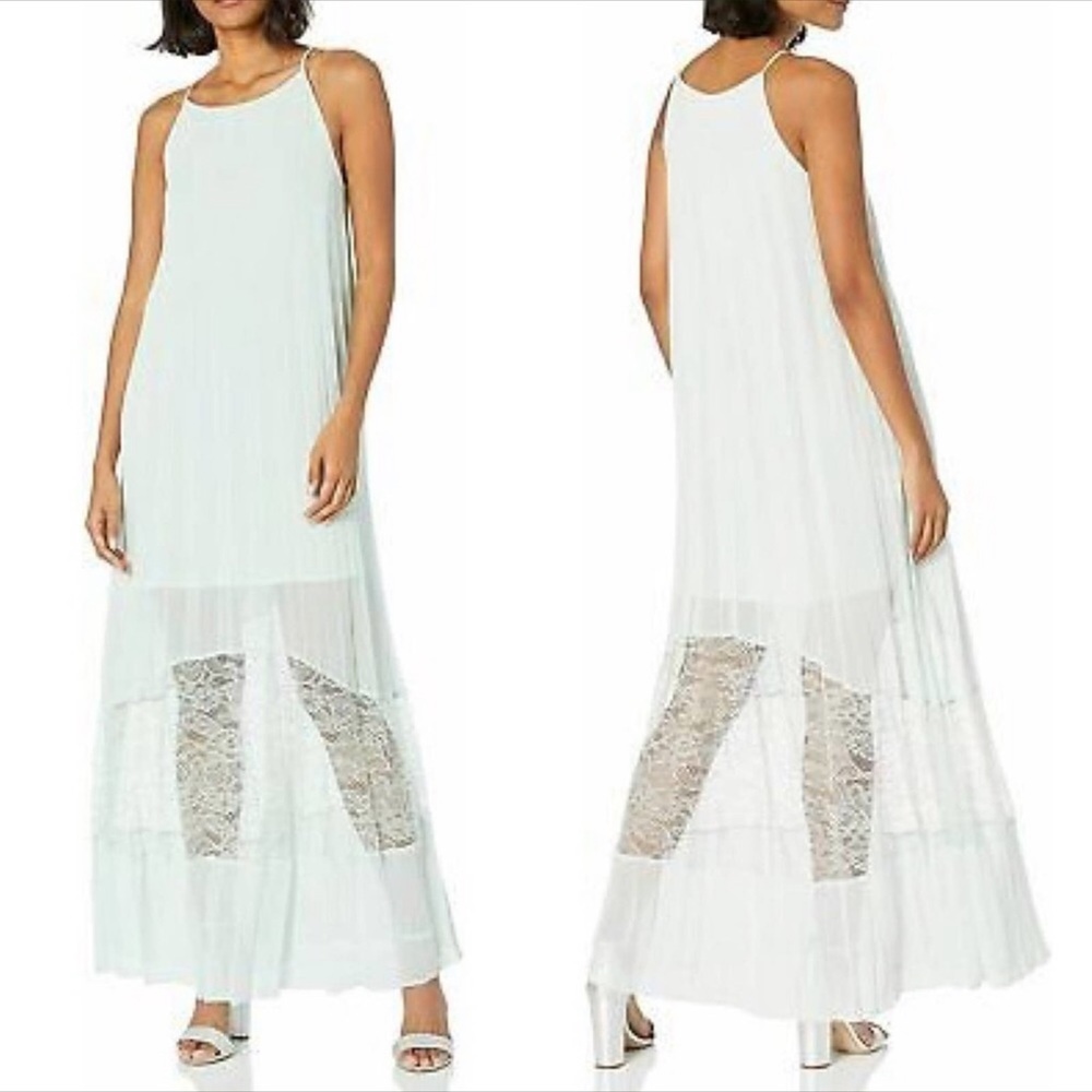 Bcbgenration Casual Pleated Lace Sleeveless Maxi Dress Size XL- mint color